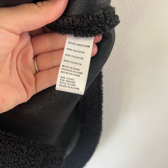 Good American‎ Contour Faux Shearling Jacket Black Sherpa Shacket Size S/M - Picture 11 of 12